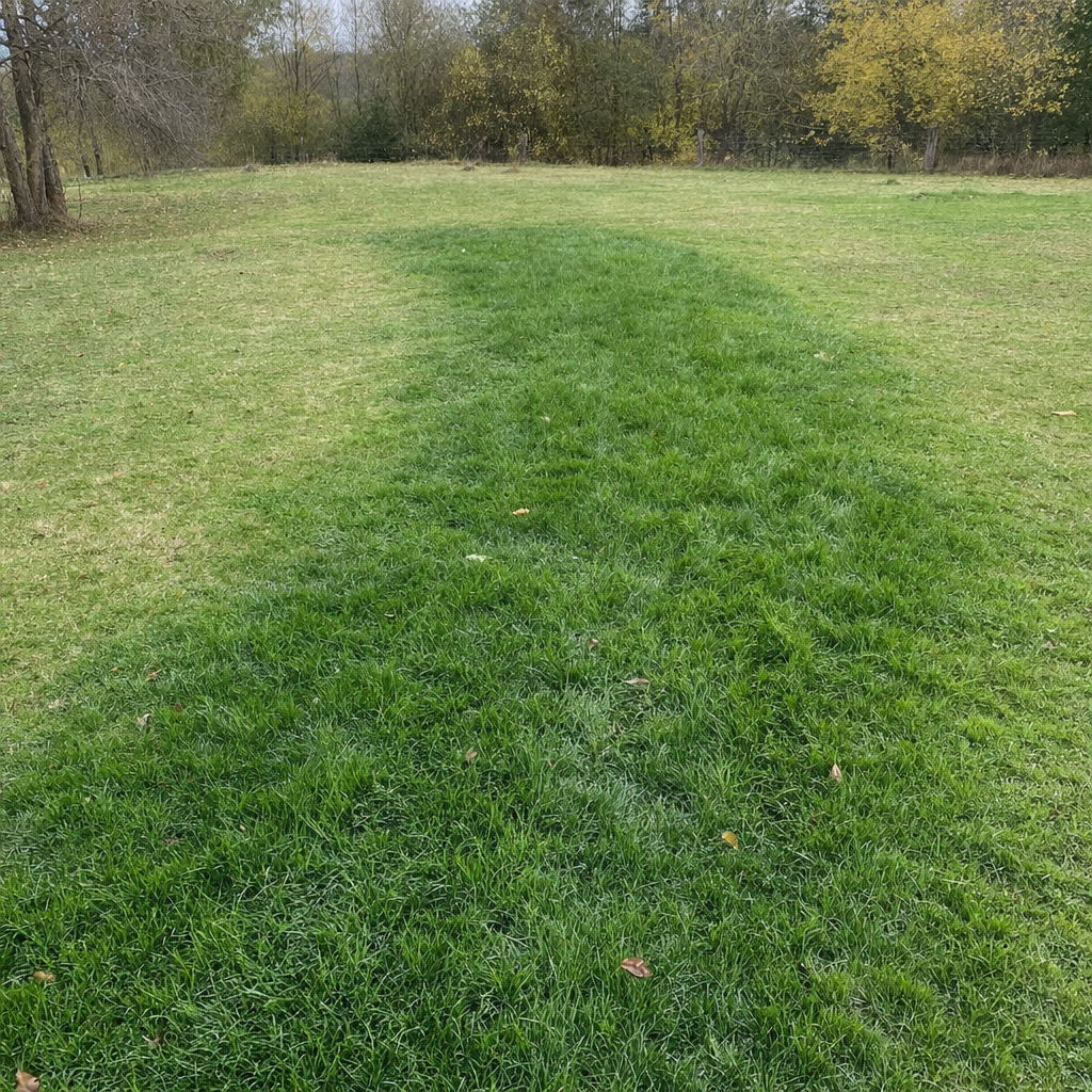 A soggy, unusually green patch of lawn over the drain field of a Pawtucket home, a sign the septic tank needs pumping